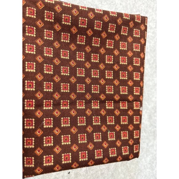 Vintage Brown Fabric Red & Gold Geometric Print 17" x 35" for Crafting / Sewing - Picture 1 of 4
